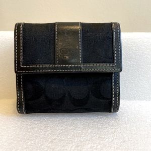 Coach Trifold Black Logo Wallet